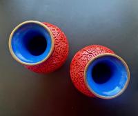 Вазы парные красный лак Китай 1950е.