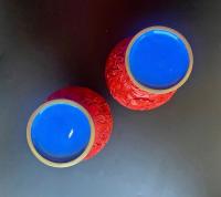 Вазы парные красный лак Китай 1950е.